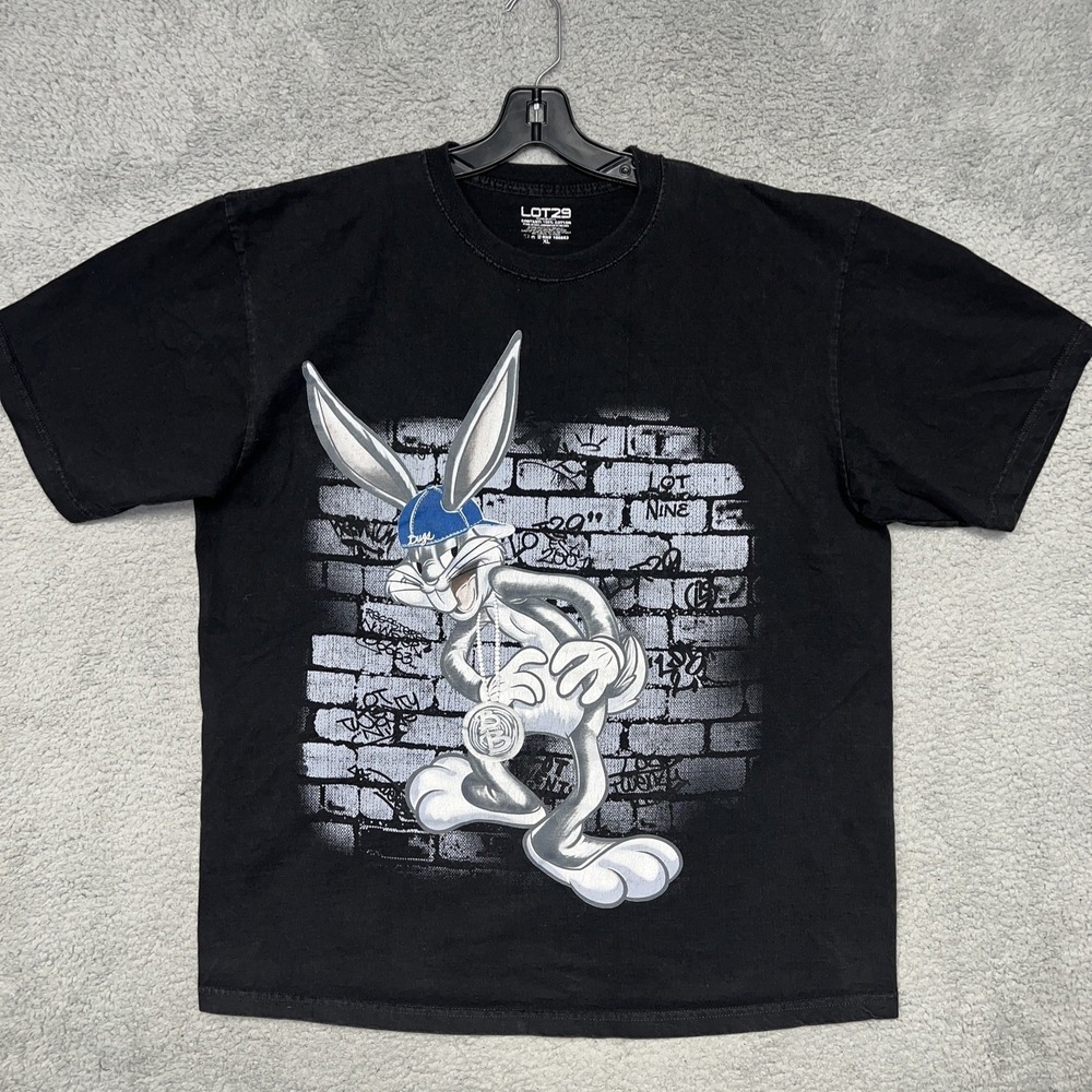 VTG Lot 29‎ Looney Tunes Bugs Bunny T Shirt Sz XL Black Made USA Tee Hip Hop 90s